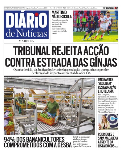 Edição do dia 3 Fevereiro 2025 da pubicação Diário de Notícias