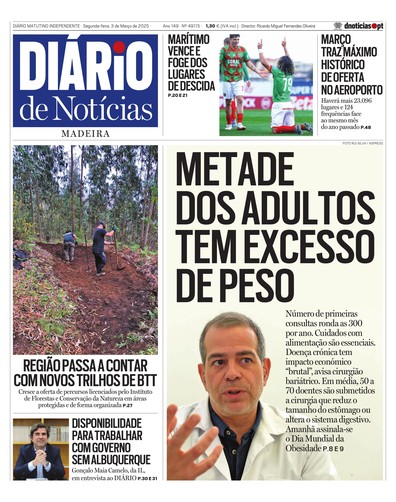 Edição do dia 3 Março 2025 da pubicação Diário de Notícias