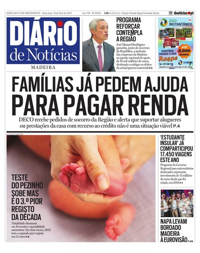 Edição do dia 18 Abril 2025 da pubicação Diário de Notícias