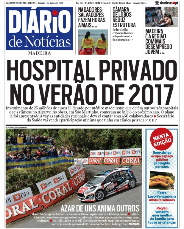 Edição do dia 1 Agosto 2015 da pubicação Diário de Notícias